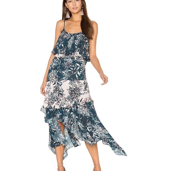 NWT Parker Reuben Combo Asymmetric Hem Midi Dress in Nautic Privett Small - Picture 1 of 9